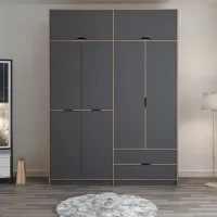 Dulap pentru haine Trendy Elina - 253 185 x 52 x 253 / LPAL / Walnut photo 4