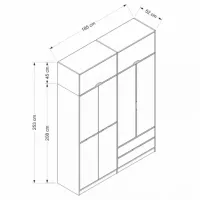 Dulap pentru haine Trendy Elina - 253 185 x 52 x 253 / LPAL / Walnut photo 8