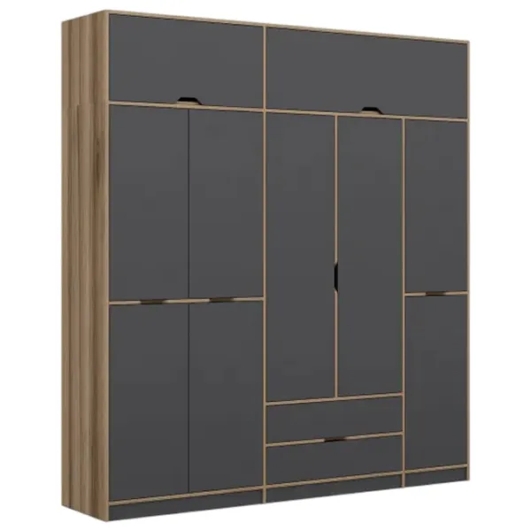 Dulap pentru haine Trendy Elina - 253 232 x 52 x 253 / LPAL / Walnut photo 1