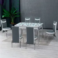 Set masă și scaune Bofigo 0131 Dreptunghiulară / Sticlă / Gray