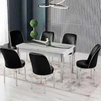 Set masă și scaune Bofigo 1216 Dreptunghiulară / Sticlă / Black