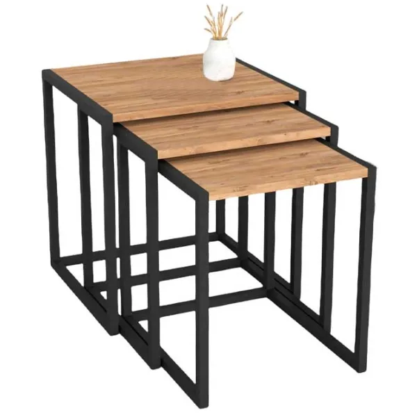 Set măsuțe de cafea Bofigo Metal Nesting 5639927 Stejar Sonoma photo 1