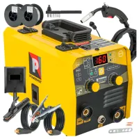 Сварочный аппарат Powermat PM-IMGTS-160L 220 В полуавтоматическая (MIG/MAG), ручная дуговая (MMA), аргонно-дуговая (TIG) / Желтый