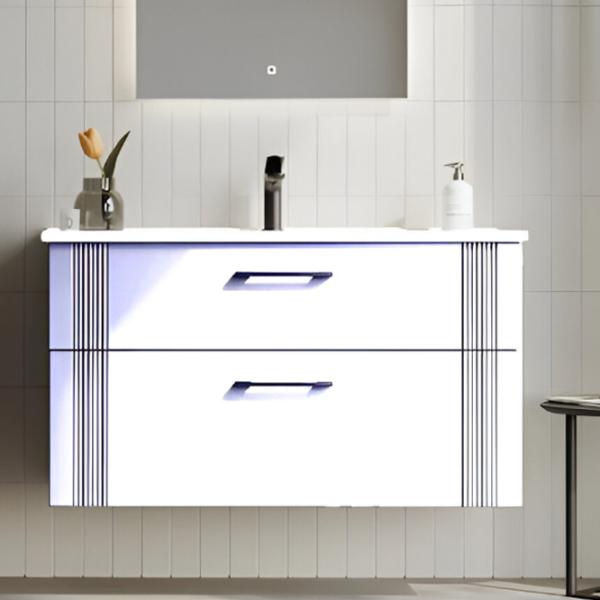 Dulap cu lavoar Orka Bari 100 Pe perete / LPAL / White photo 4