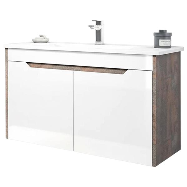 Dulap cu lavoar Orka Lago 85 Pe perete / MDF / White photo 2