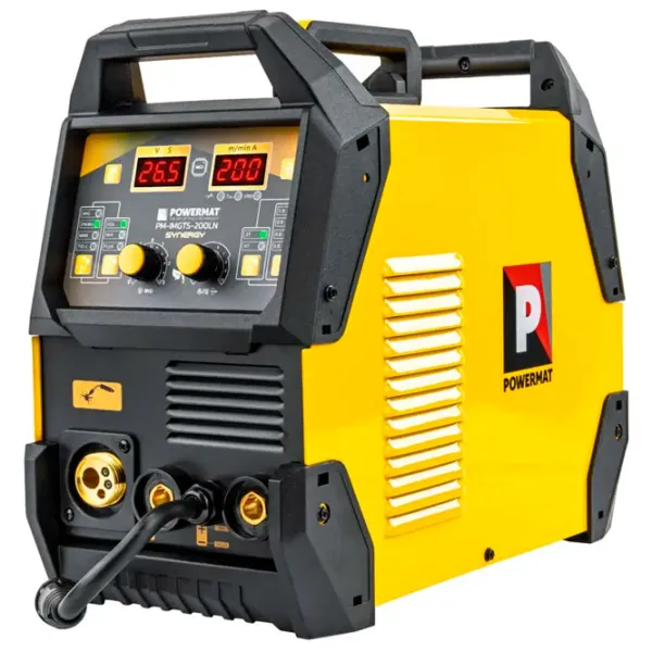 Сварочный аппарат Powermat PM-IMGTS-200LN 220 В Полуавтомат MMA, MIG, MAG, TIG, LIFT / Желтый photo 1