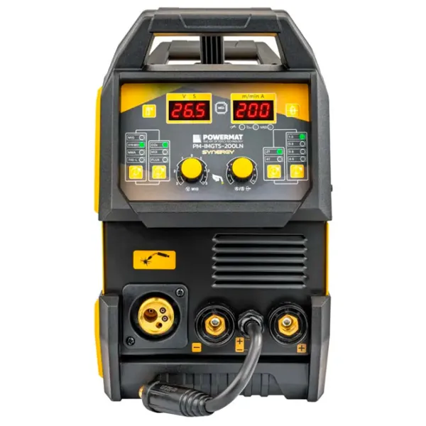 Сварочный аппарат Powermat PM-IMGTS-200LN 220 В Полуавтомат MMA, MIG, MAG, TIG, LIFT / Желтый photo 2