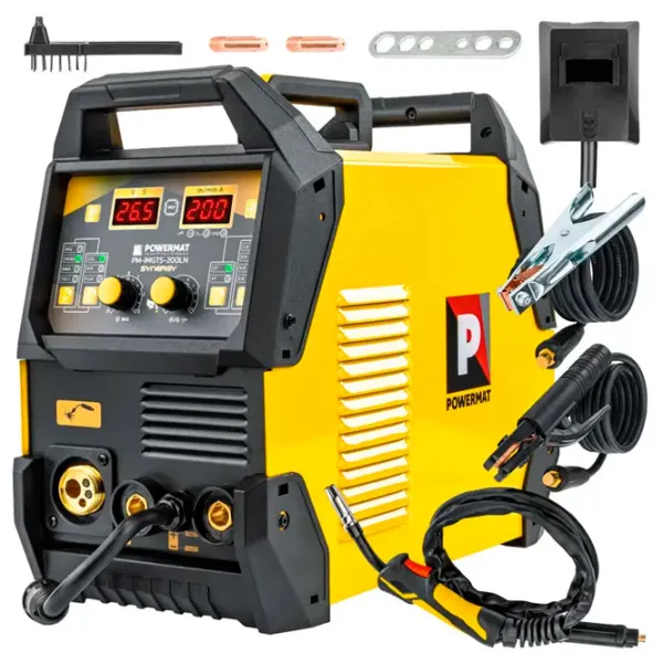 Сварочный аппарат Powermat PM-IMGTS-200LN 220 В Полуавтомат MMA, MIG, MAG, TIG, LIFT / Желтый photo 3