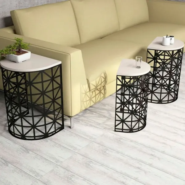 Set măsuțe de cafea Trendy Ferforje GTR000687 Cream photo 4