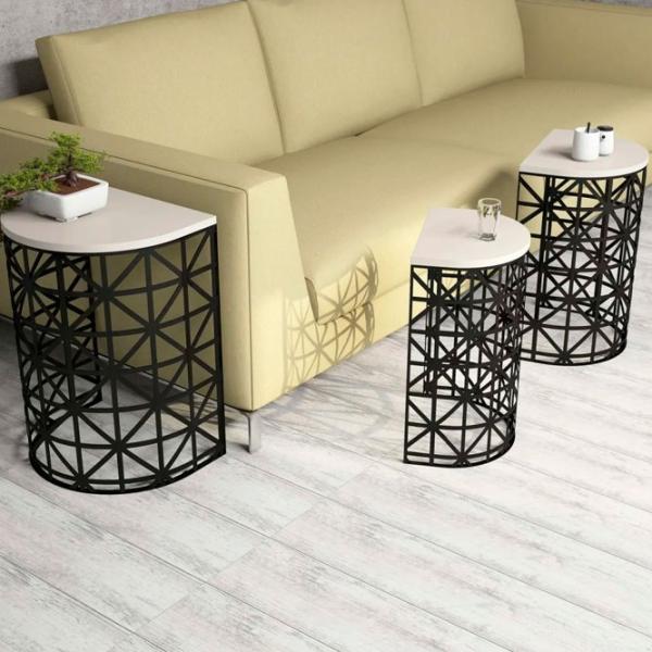 Set măsuțe de cafea Trendy Ferforje GTR000687 Cream photo 4
