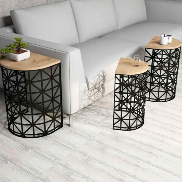 Set măsuțe de cafea Trendy Ferforje GTR000688 Stejar Sonoma photo 4