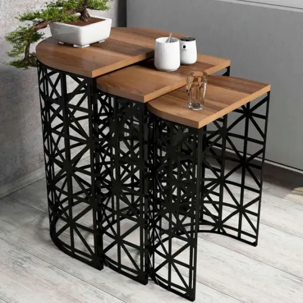 Set măsuțe de cafea Trendy Ferforje GTR000689 Brown photo 2
