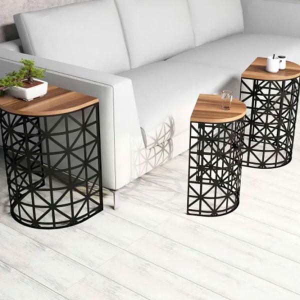 Set măsuțe de cafea Trendy Ferforje GTR000689 Brown photo 4