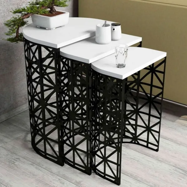 Set măsuțe de cafea Trendy Ferforje GTR000690 White photo 2