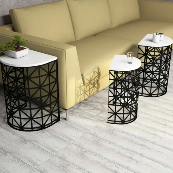 Set măsuțe de cafea Trendy Ferforje GTR000690 White photo 5