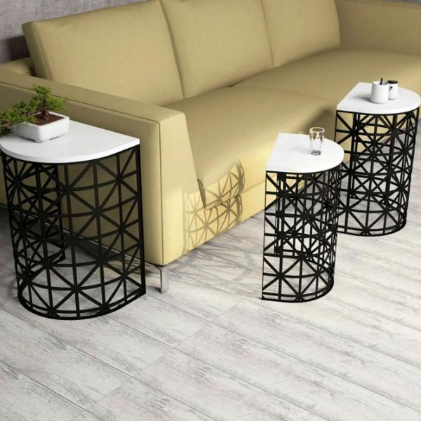 Set măsuțe de cafea Trendy Ferforje GTR000690 White photo 5
