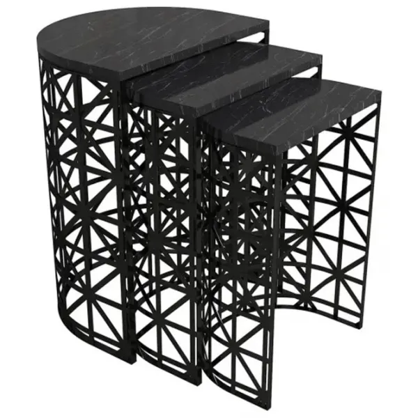 Set măsuțe de cafea Trendy Ferforje GTR000685 Marmura Black photo 1