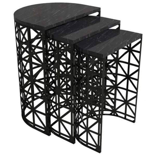 Set măsuțe de cafea Trendy Ferforje GTR000685 Marmura Black photo 1