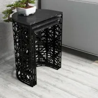 Set măsuțe de cafea Trendy Ferforje GTR000685 Marmura Black photo 3