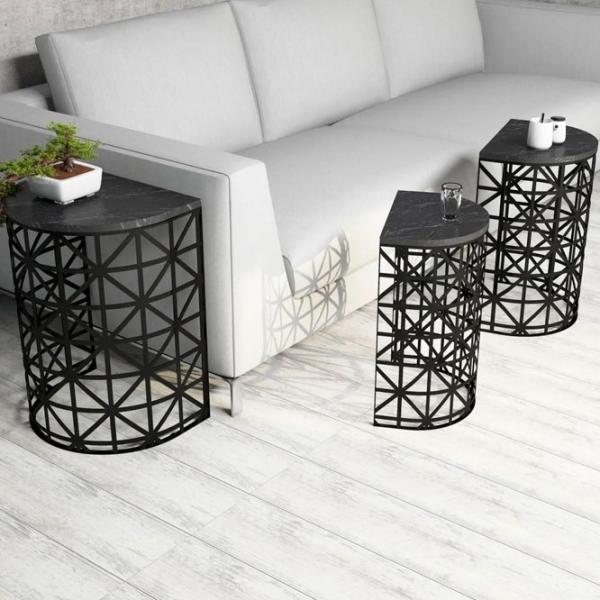 Set măsuțe de cafea Trendy Ferforje GTR000685 Marmura Black photo 4