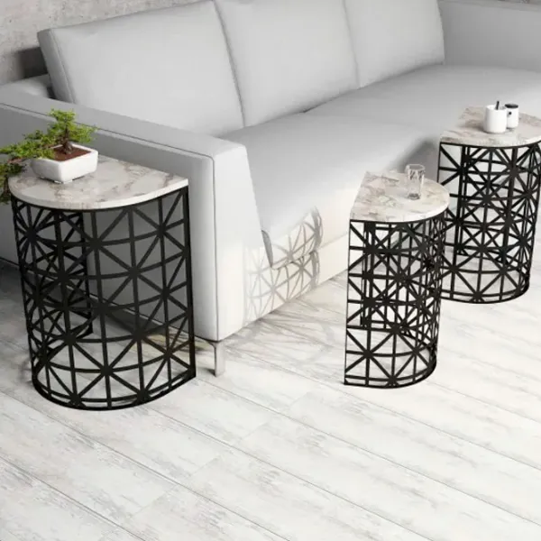 Set măsuțe de cafea Trendy Ferforje GTR000686 Marmura White photo 4
