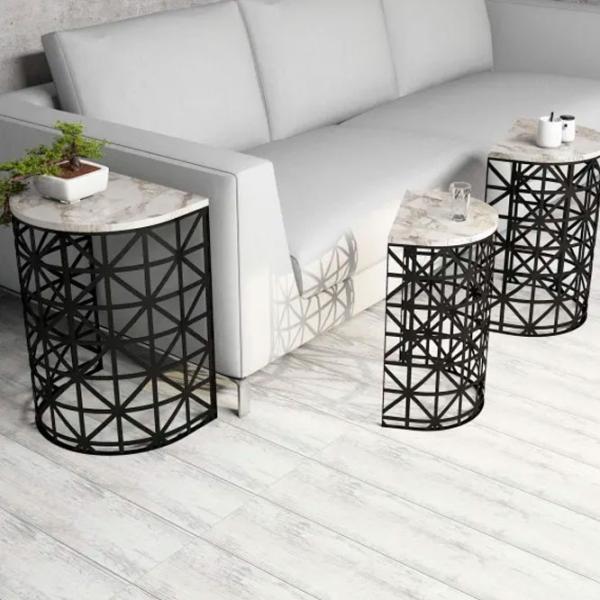 Set măsuțe de cafea Trendy Ferforje GTR000686 Marmura White photo 4
