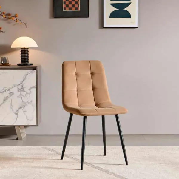 Кухонный стул Fabrik Home Ted Вельвет/ Темно-бежевый Черный photo 4