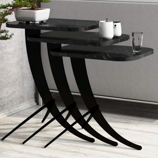 Set măsuțe de cafea Trendy Pion GTR000655 Black photo 3