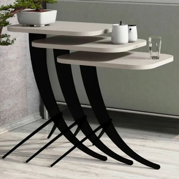 Set măsuțe de cafea Trendy Pion GTR000656 Cream photo 2