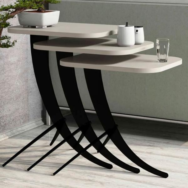 Set măsuțe de cafea Trendy Pion GTR000656 Cream photo 2