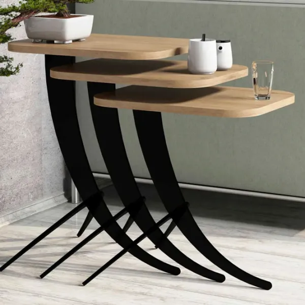 Set măsuțe de cafea Trendy Pion GTR000657 Stejar Sonoma photo 3