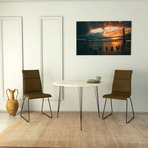 Masă de bucătărie fixă Trendy Sandalf PAL/ White photo 2