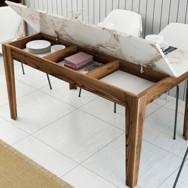 Masă de bucătărie fixă Trendy Milan PAL/ Marmura White photo 4