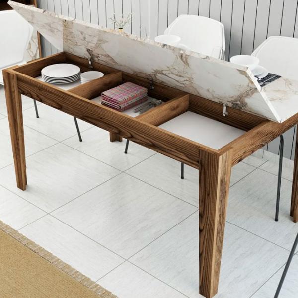 Masă de bucătărie fixă Trendy Milan PAL/ Marmura White photo 4
