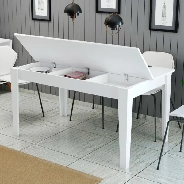 Masă de bucătărie fixă Trendy Milan PAL/ White photo 4