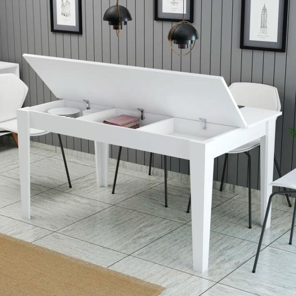 Masă de bucătărie fixă Trendy Milan PAL/ White photo 4