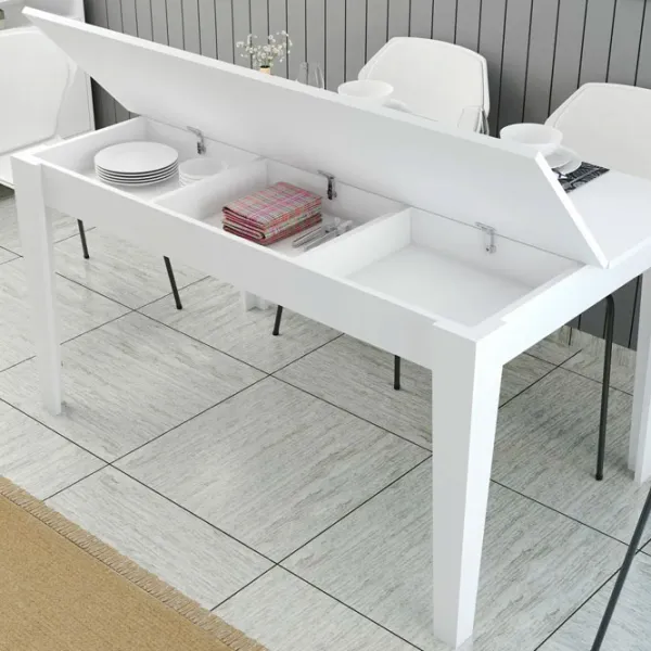 Masă de bucătărie fixă Trendy Milan PAL/ White photo 5