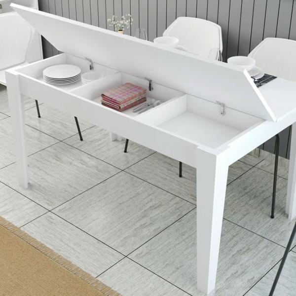 Masă de bucătărie fixă Trendy Milan PAL/ White photo 5