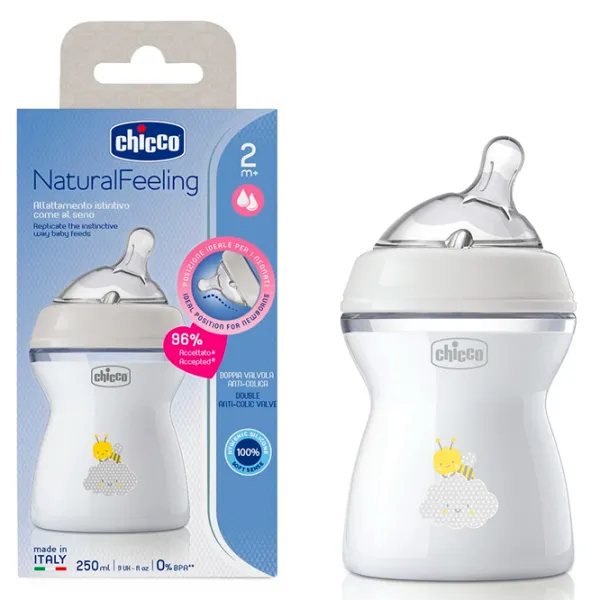 Бутылочка для кормления Chicco Natural Feeling Унисекс / 0.25л / Белый photo 2