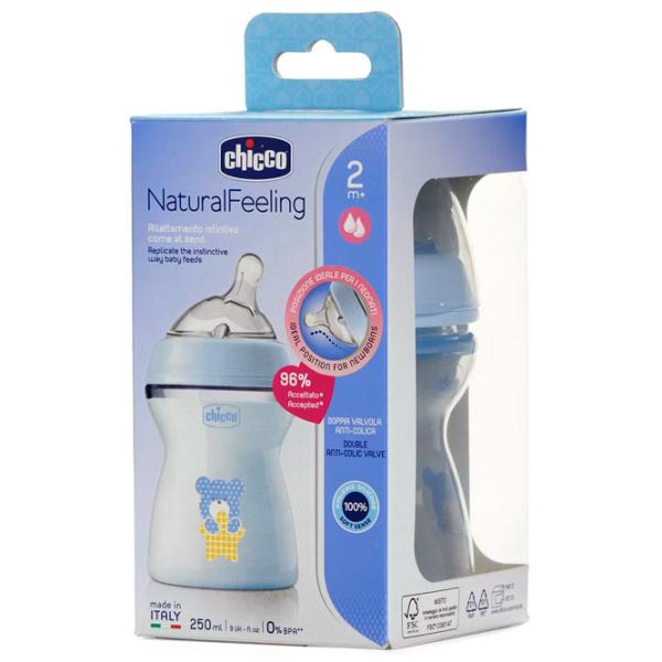 Biberon Chicco Natural Feeling Pentru băieți / 0.25l / Blue photo 2