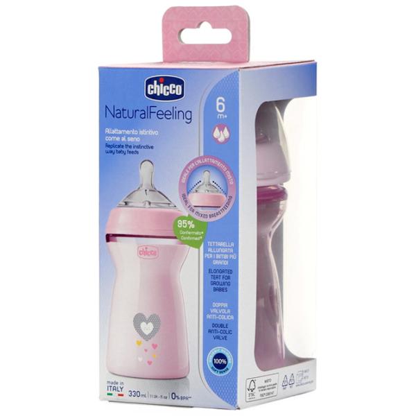 Бутылочка для кормления Chicco Natural Feeling Для девочек / 0.33л / Розовый photo 7