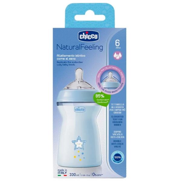 Бутылочка для кормления Chicco Natural Feeling Для мальчиков / 0.33л / Синий photo 3