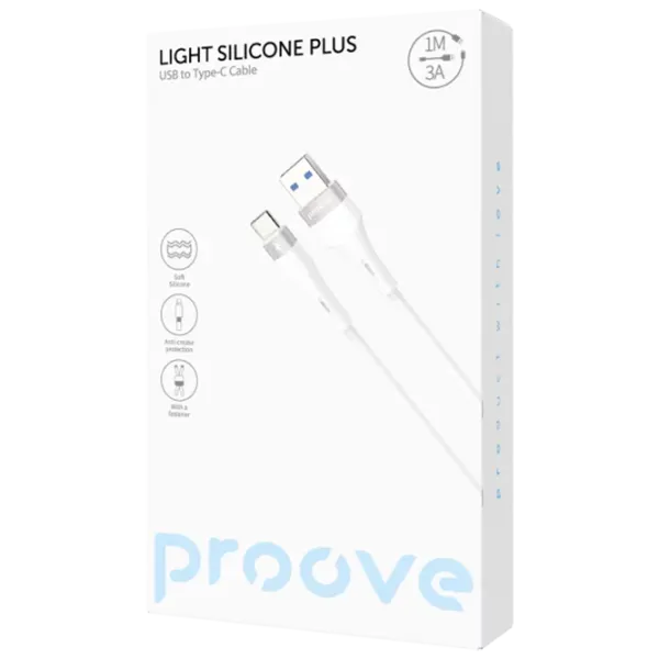 Cablu de alimentare Light Silicone Plus Proove USB Type-C +  1 m / White photo 2