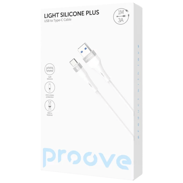 Cablu de alimentare Light Silicone Plus Proove USB Type-C +  1 m / White photo 2
