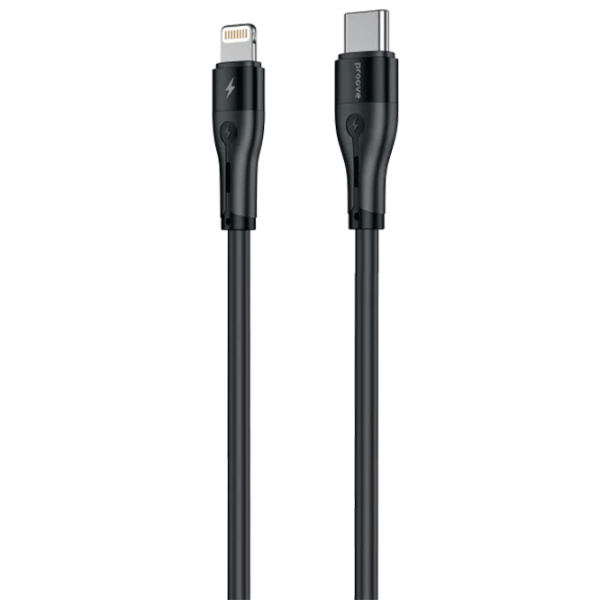 Cablu de alimentare Soft Silicone Proove Lightning + USB Type-C 2 m / Black photo 1
