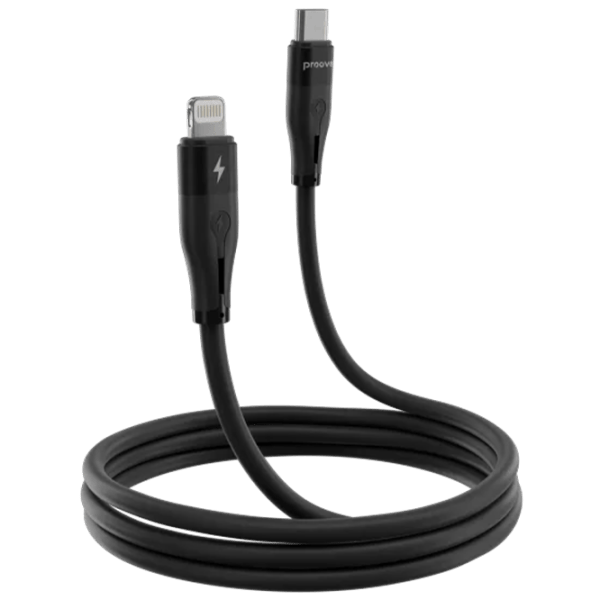 Cablu de alimentare Soft Silicone Proove Lightning + USB Type-C 2 m / Black photo 2