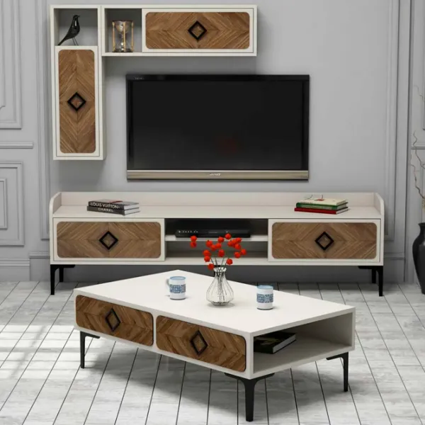 Комплекты ТВ-зона Trendy Samba 34.6 см x 60 см x 105 см / Кремовый photo 2