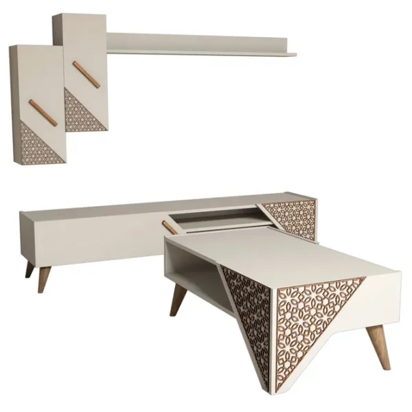 Комплекты ТВ-зона Trendy Beril 40 см x 37 см x 180 см / Кремовый photo 1