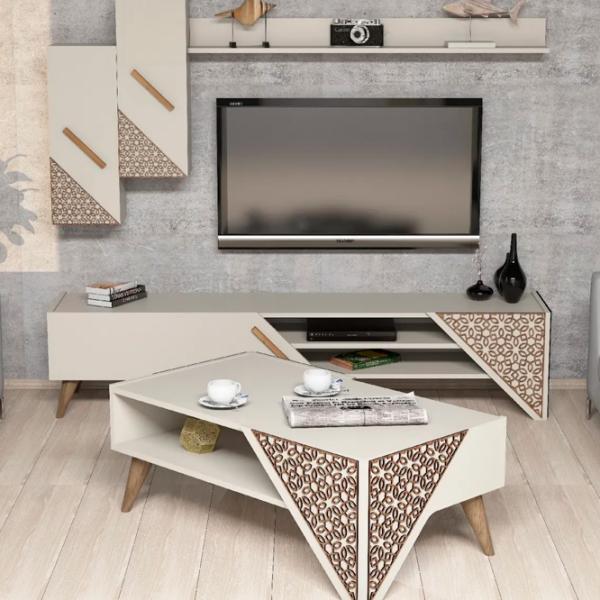 Комплекты ТВ-зона Trendy Beril 40 см x 37 см x 180 см / Кремовый photo 2