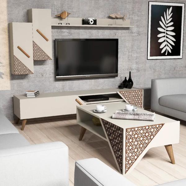 Комплекты ТВ-зона Trendy Beril 40 см x 37 см x 180 см / Кремовый photo 3